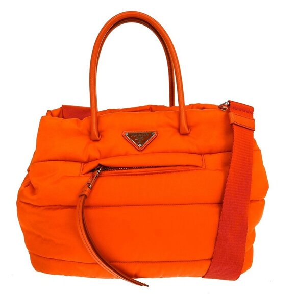 Prada Orange Nylon 2way Tote Handbag - Picture 1 of 8